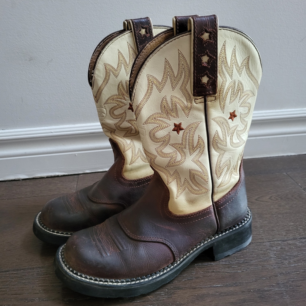 Ariat Brown and Cream Western Cowboy Boots Women's Sz 7B